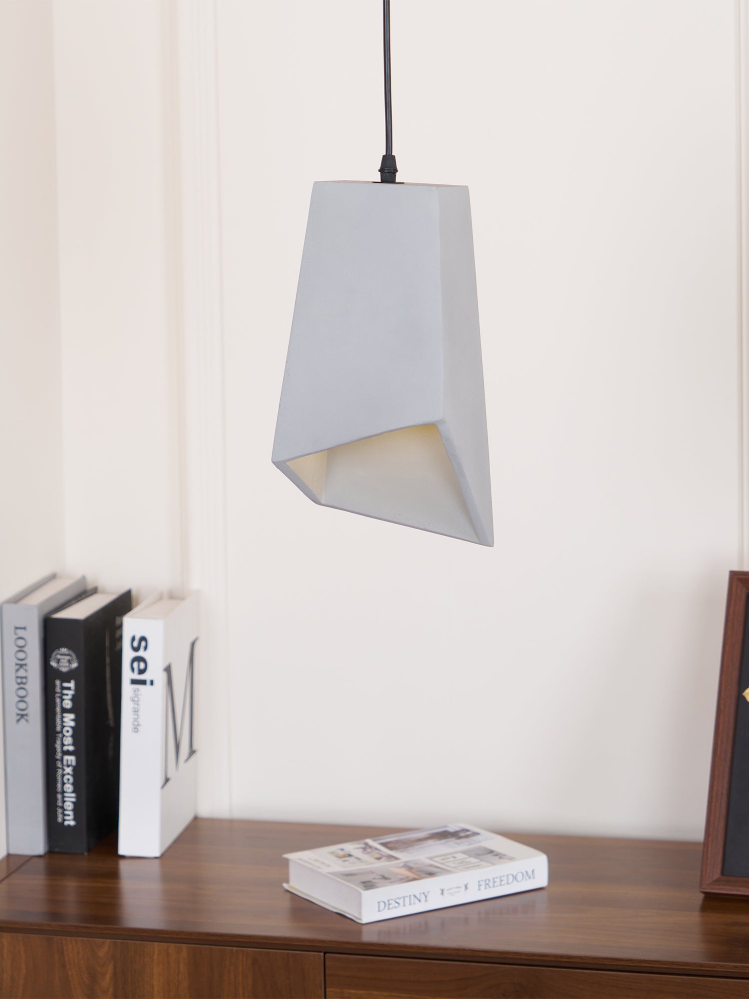 Geo Industrial Cement Pendant Light-Neutral Decor