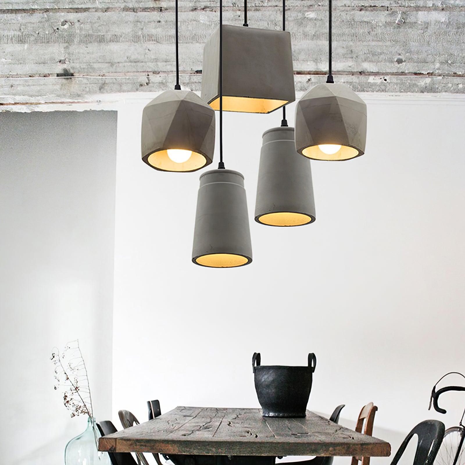 Geo Industrial Cement Pendant Light-Neutral Decor