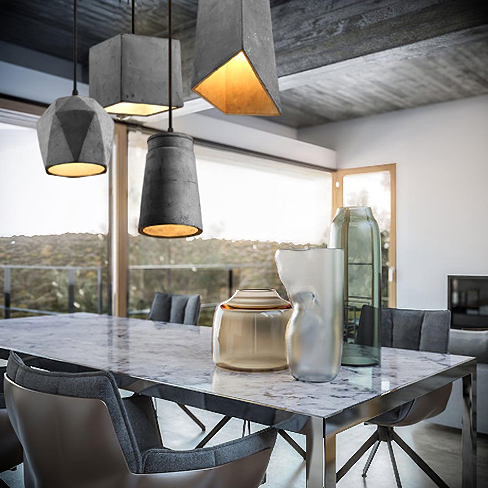 Geo Industrial Cement Pendant Light-Neutral Decor