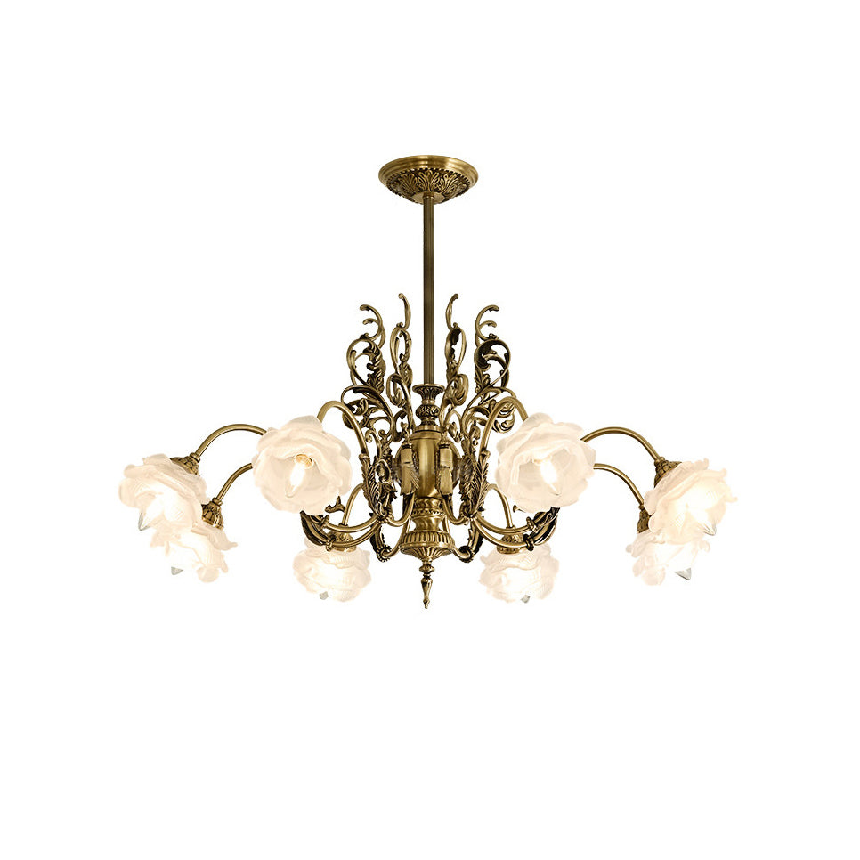 Georgian Gardens Neoclassical Chandelier in antique brass.