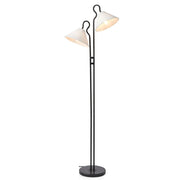 Gerardo Floor Lamp with black and white shades in a modern living room.