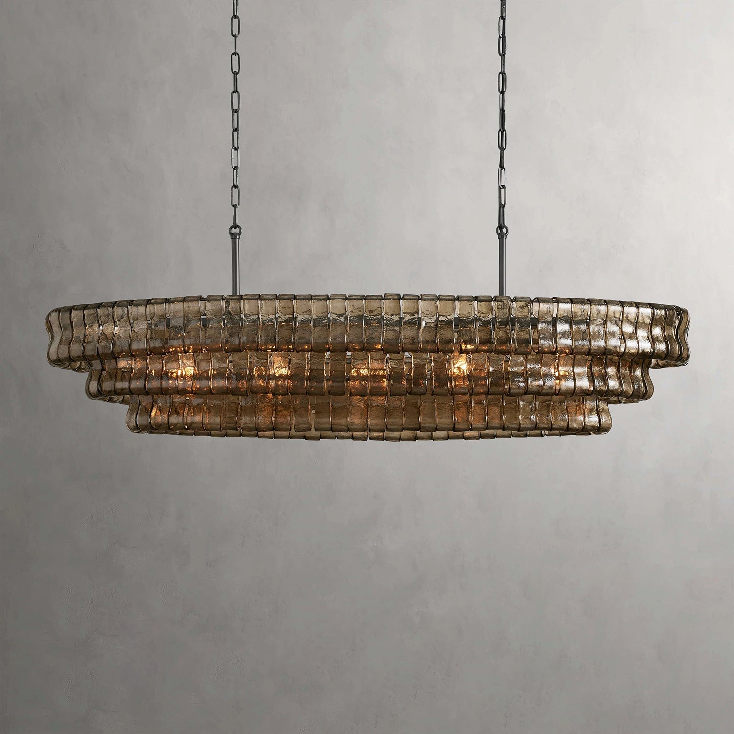 View from below the Albano Chandelier, highlighting its multi-level structure.