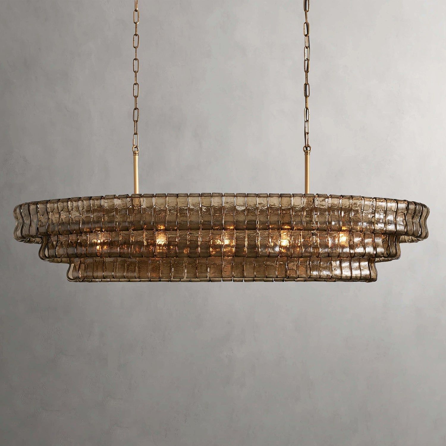 The Albano Chandelier in a clear glass finish, showing its airy quality.