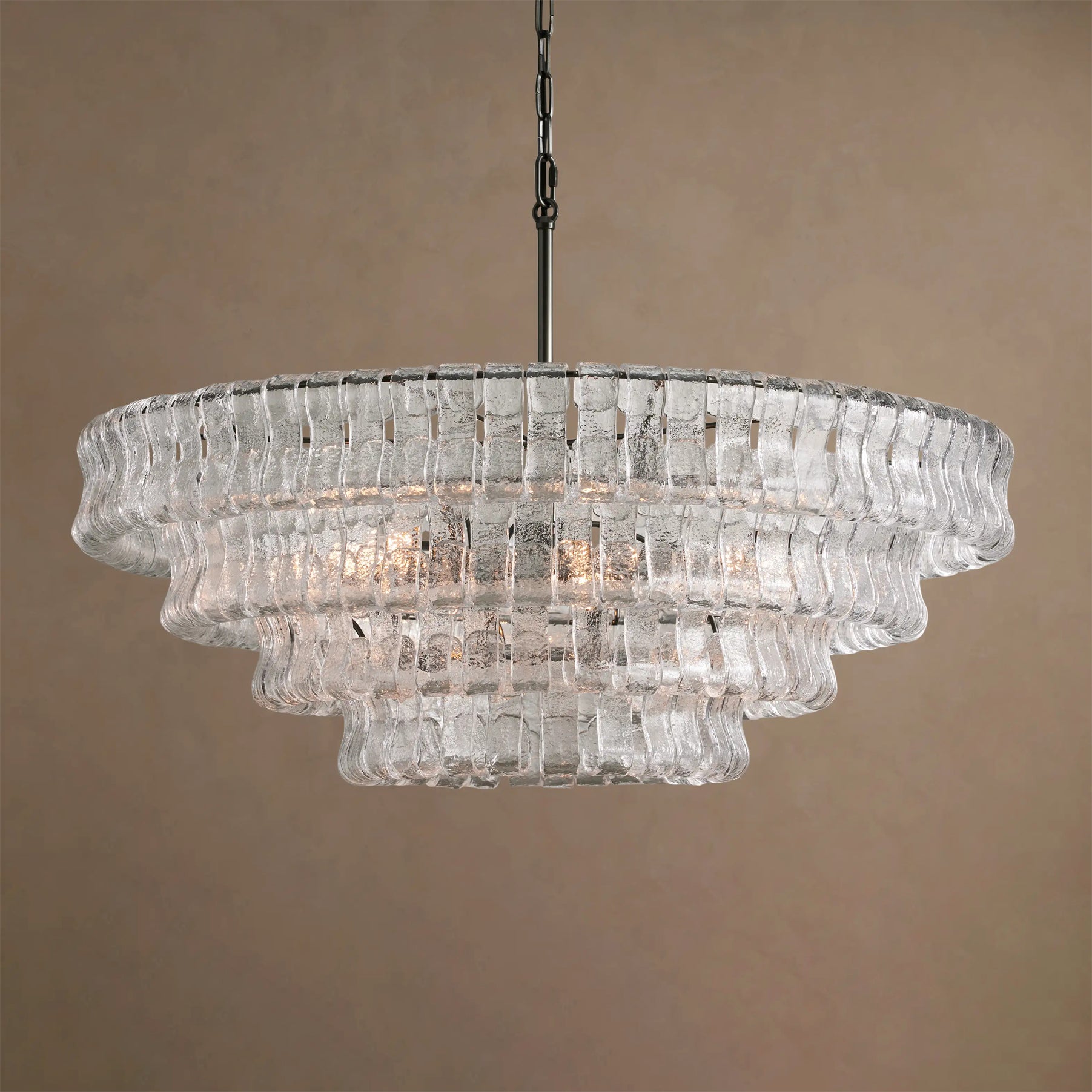 Dimensional diagram of the medium 35.4-inch Ghiaccio Chandelier.