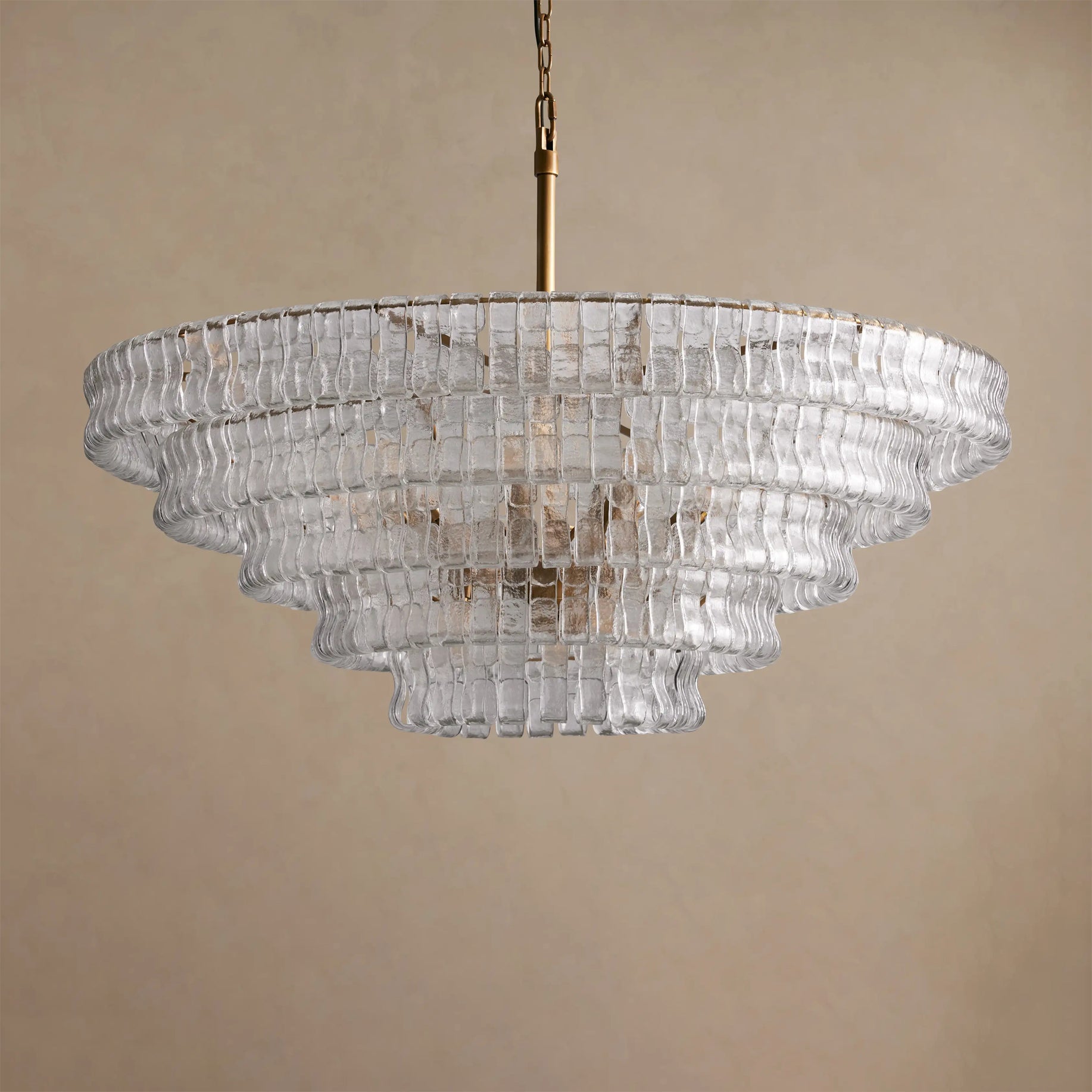 Ghiaccio Chandelier in a minimalist living space.