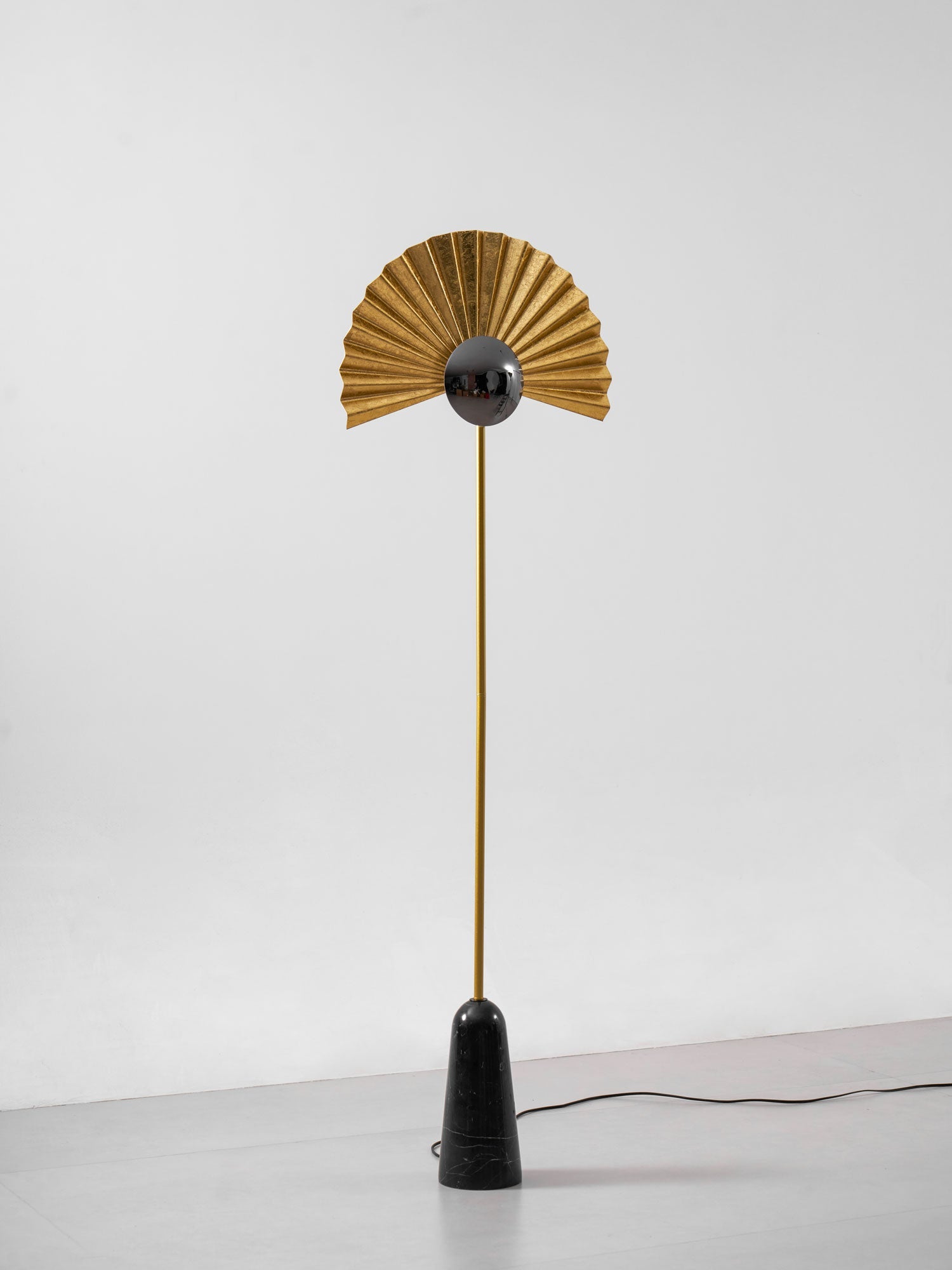 Gilded Fan Floor Lamp-Neutral Decor