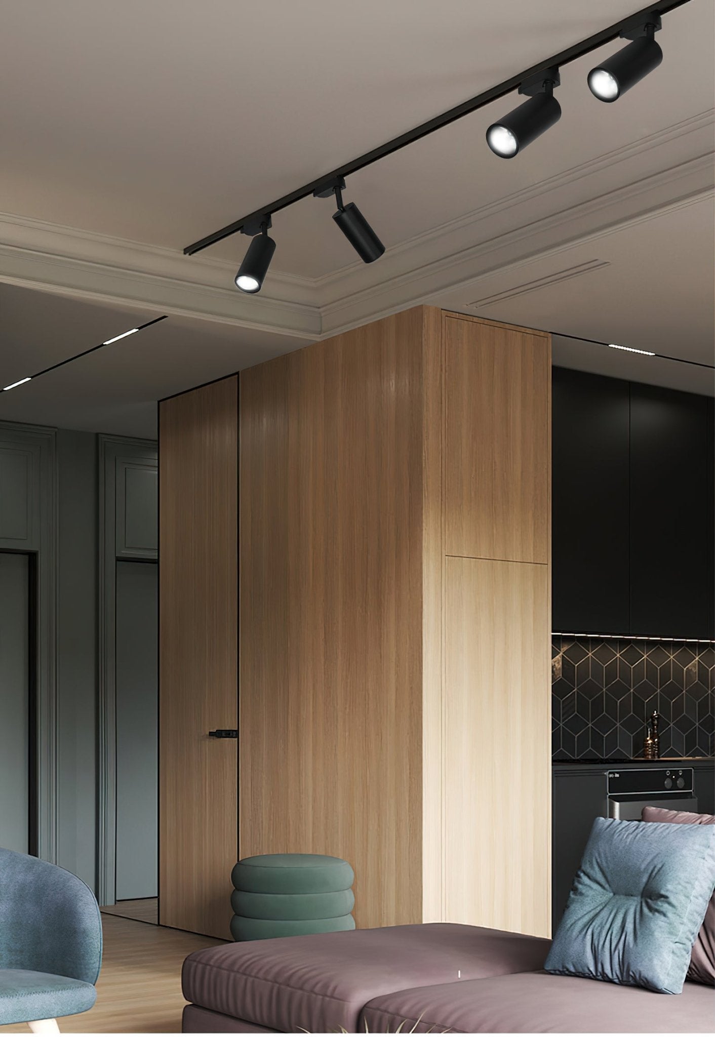 Bera Track Light Gilded Cylindrical for Living Room-Neutral Decor
