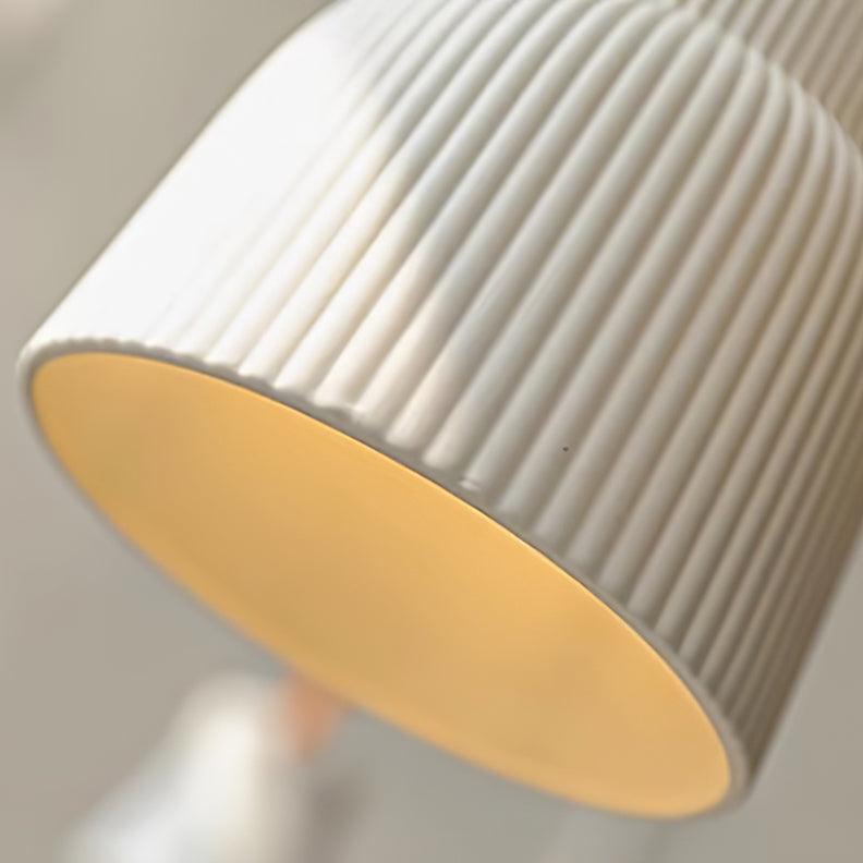Pendant Lamp Ceramic Ribbed Shade Brass Leather Strap Modern