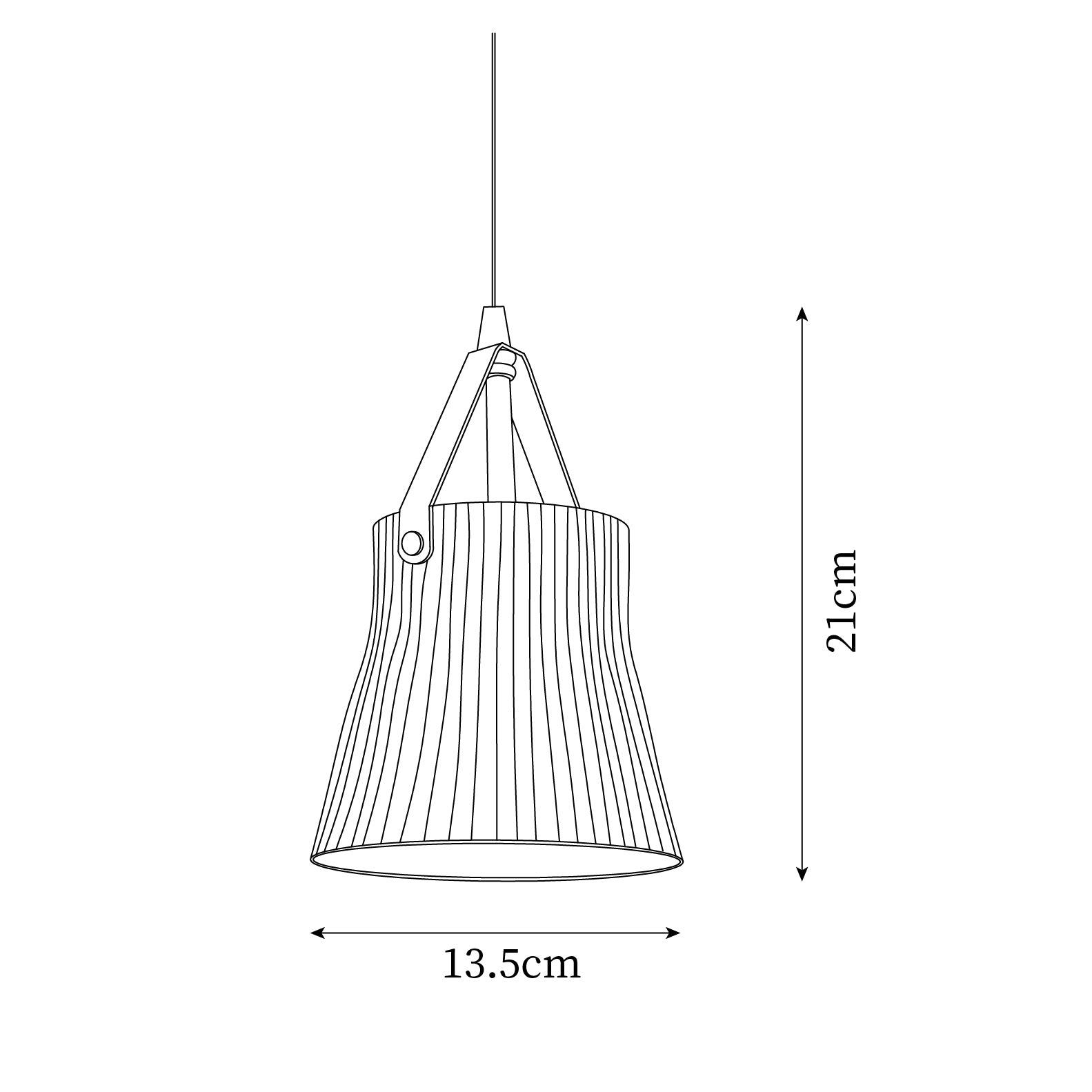 Pendant Lamp Ceramic Ribbed Shade Brass Leather Strap Modern