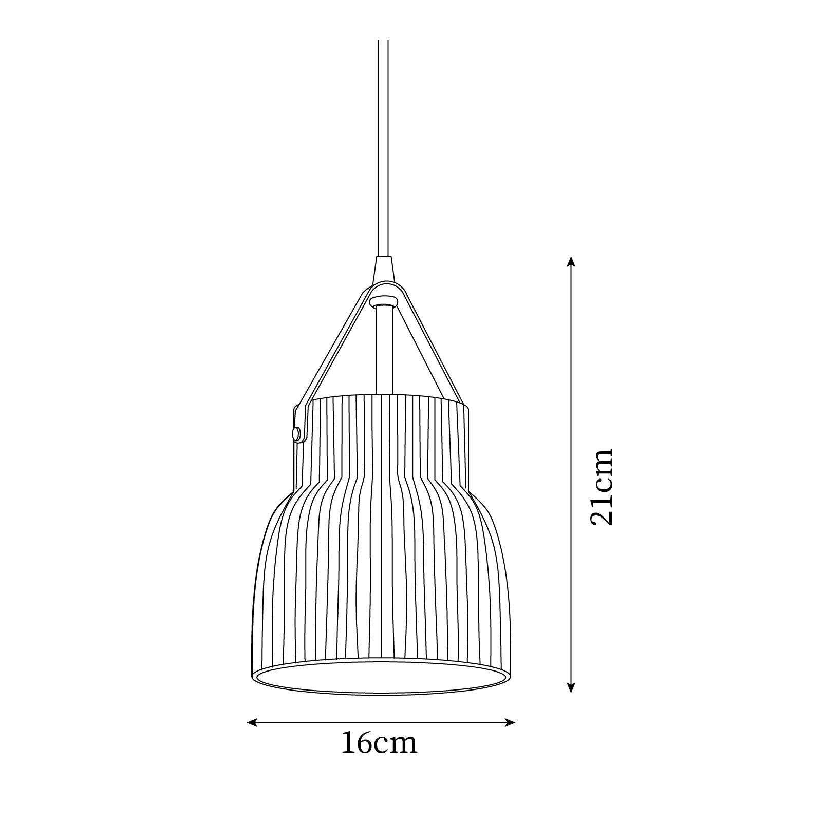 Pendant Lamp Ceramic Ribbed Shade Brass Leather Strap Modern