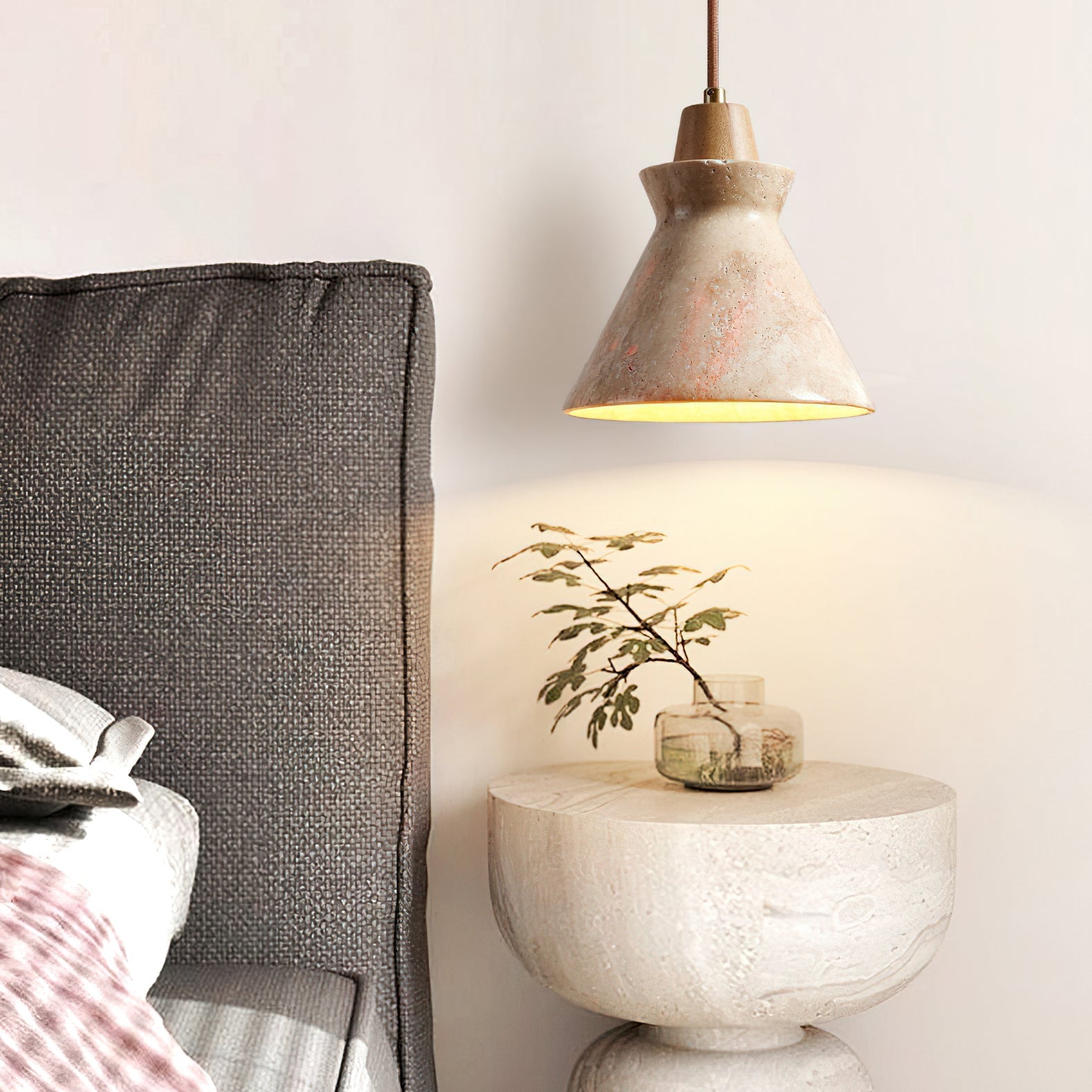 The Athena pendant light in the 'Walnut color' finish.