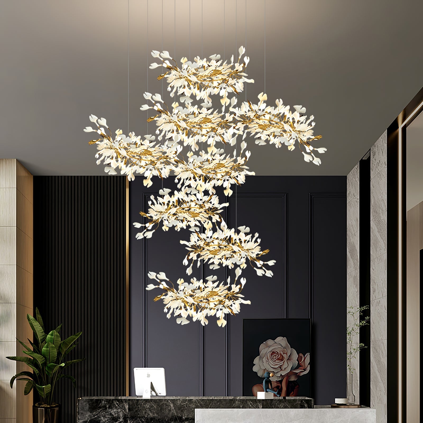 Eurzoris Gingko Leaf Chandelier-Neutral Decor