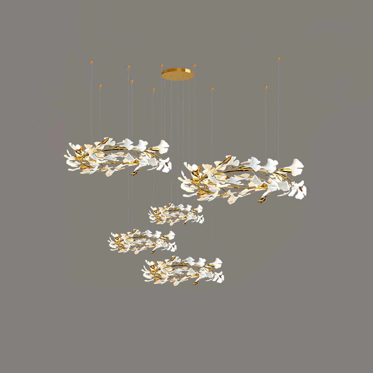 Eurzoris Gingko Leaf Chandelier-Neutral Decor