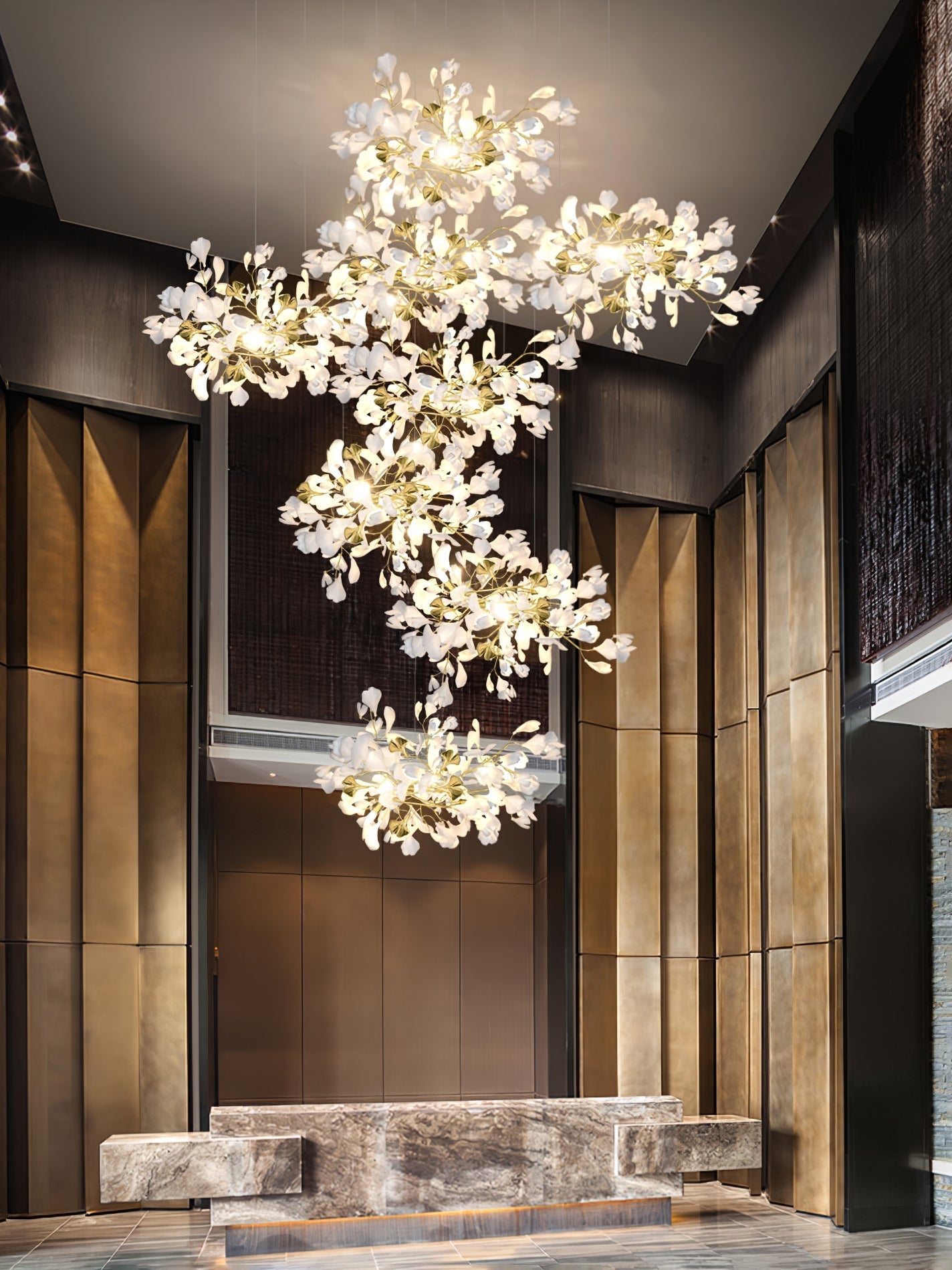Eurzoris Gingko Leaf Chandelier-Neutral Decor