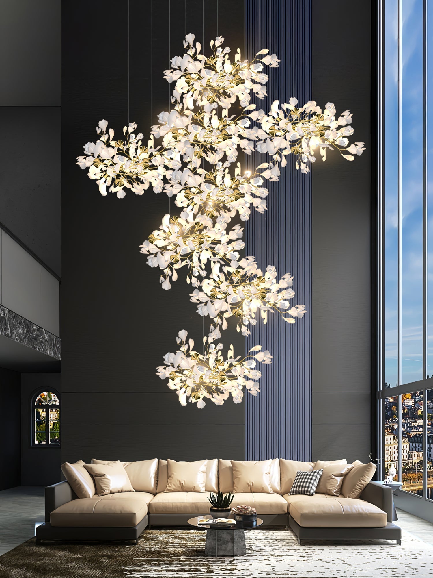 Eurzoris Gingko Leaf Chandelier-Neutral Decor