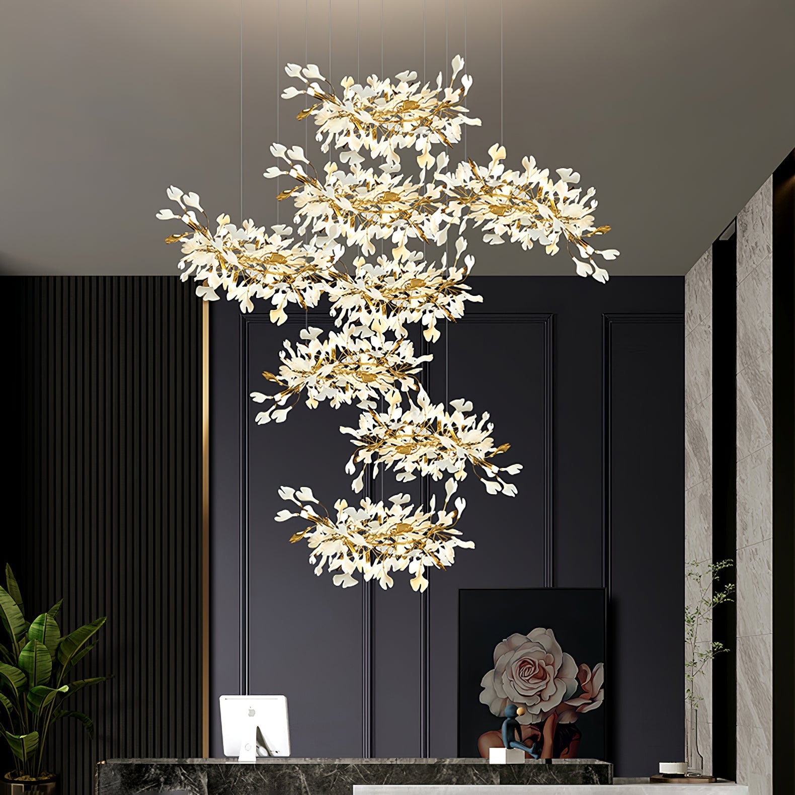 Eurzoris Gingko Leaf Chandelier-Neutral Decor