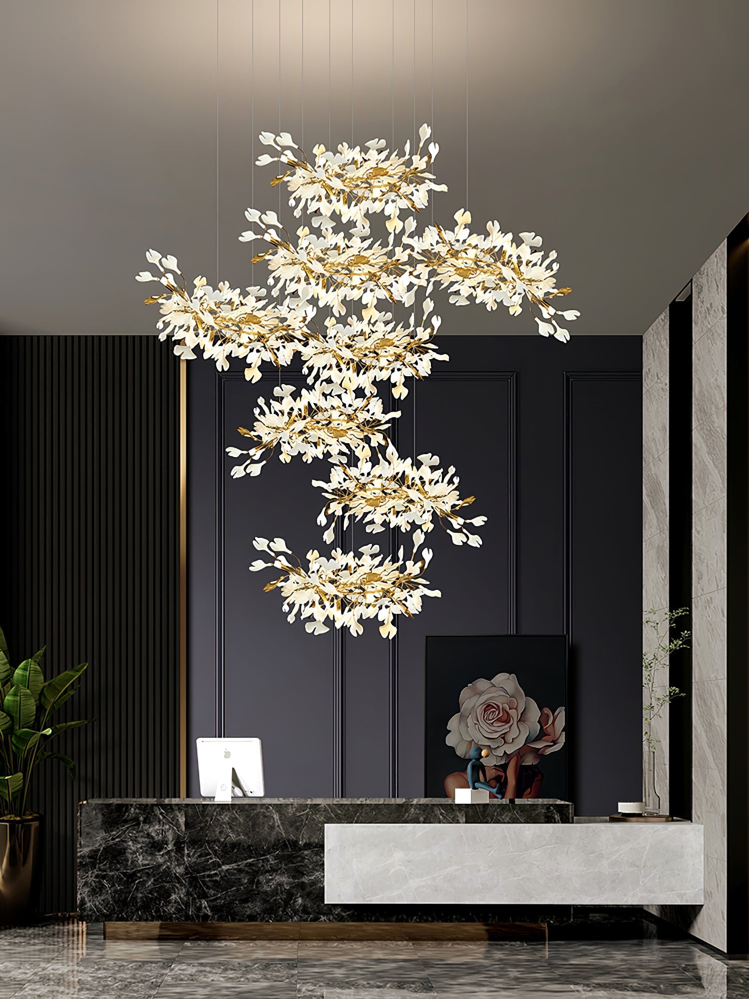 Eurzoris Gingko Leaf Chandelier-Neutral Decor
