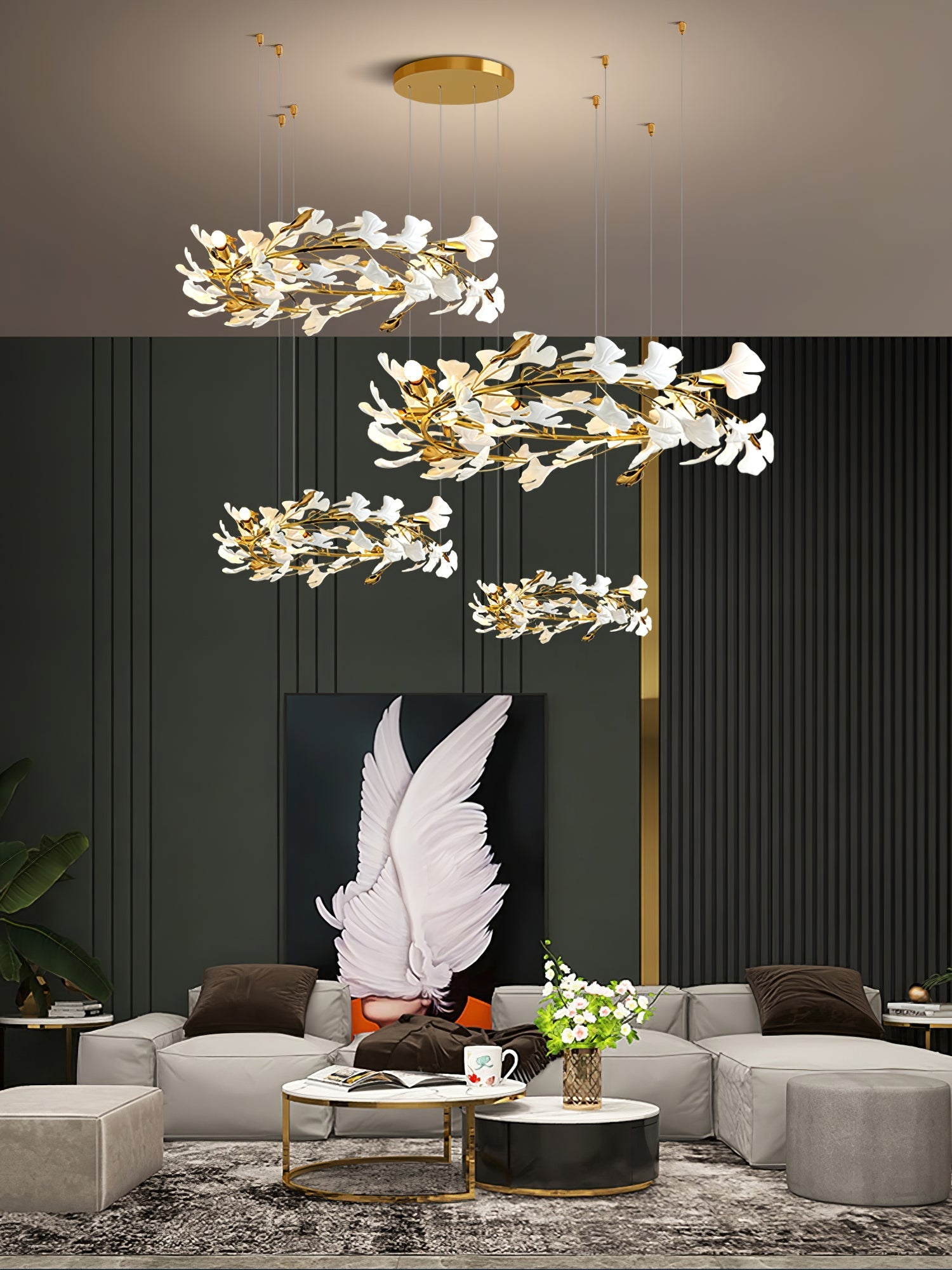 Eurzoris Gingko Leaf Chandelier-Neutral Decor