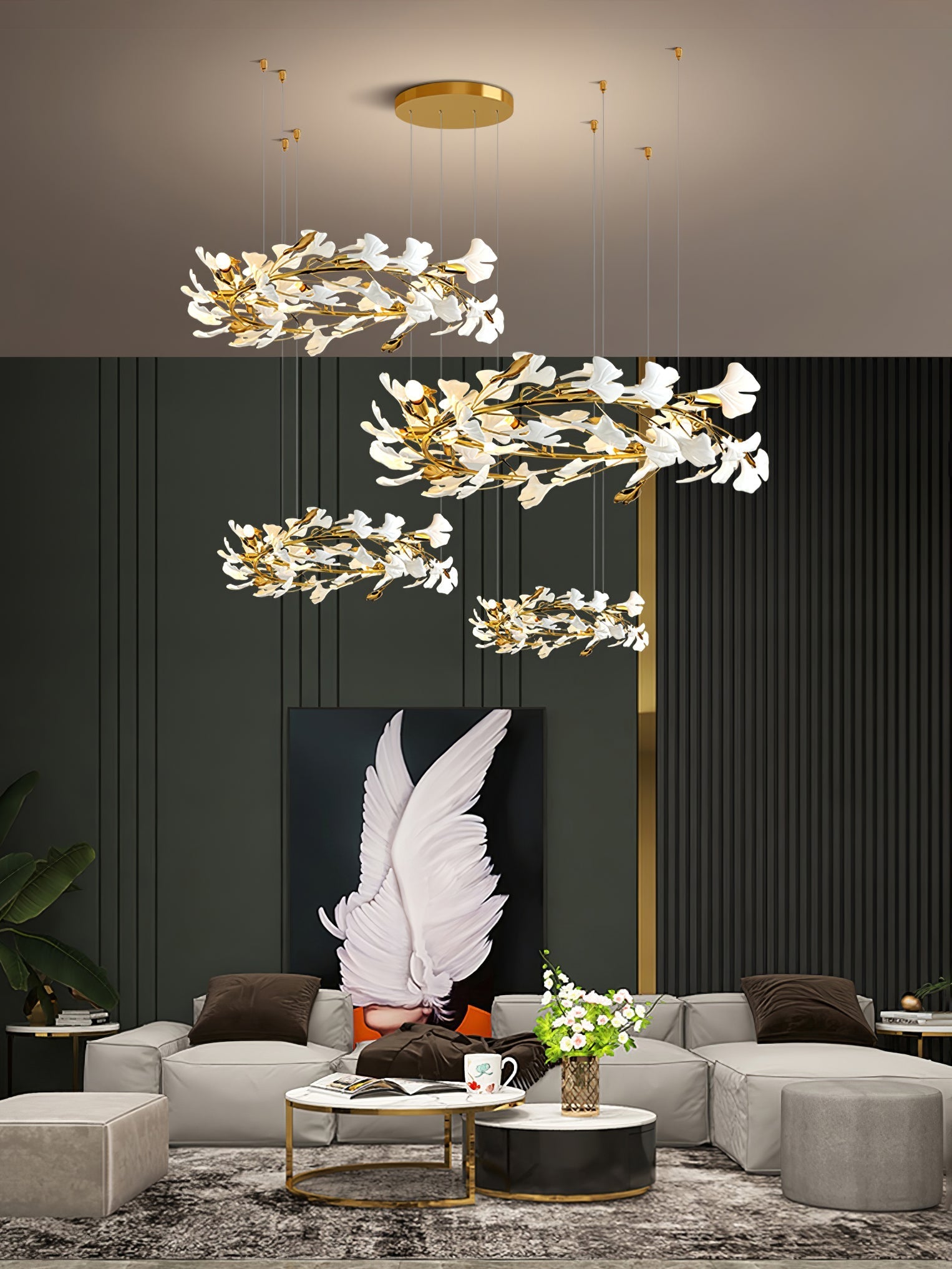 Eurzoris Gingko Leaf Chandelier-Neutral Decor