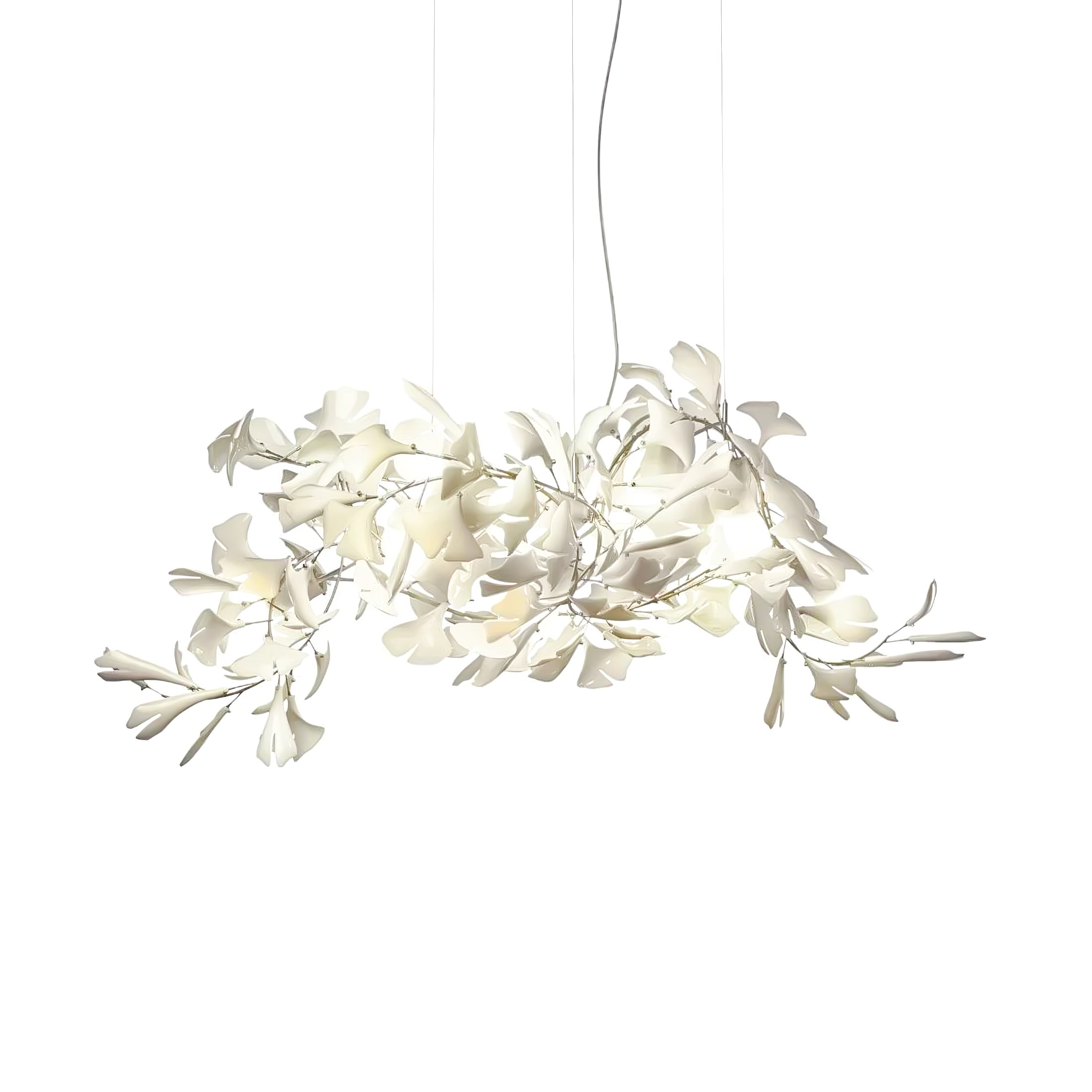Ayla Chandelier Gingko Petal Ceramic-Neutral Decor