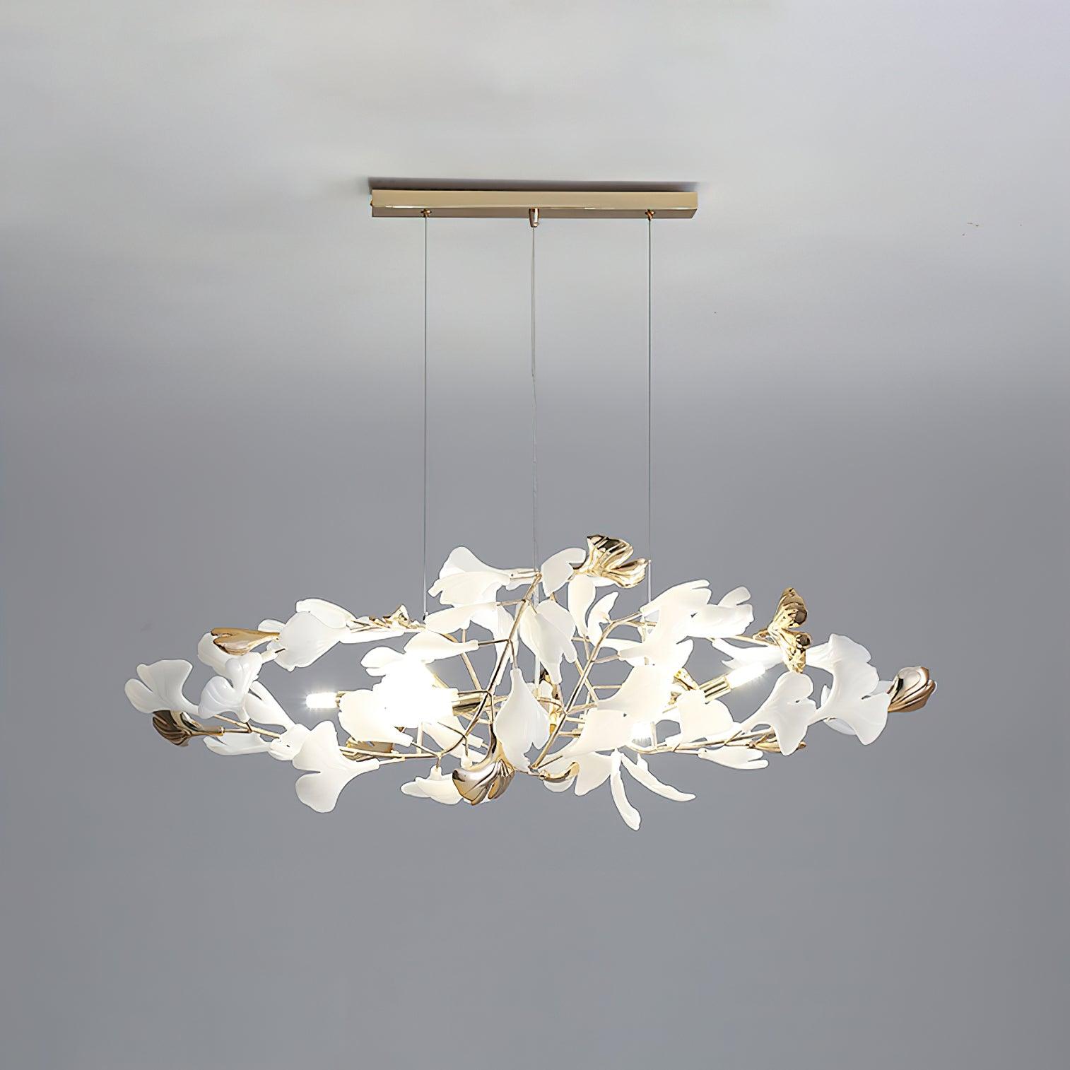 Quiven Chandelier Gingko Leaf Ceramic Gold Elegant-Neutral Decor