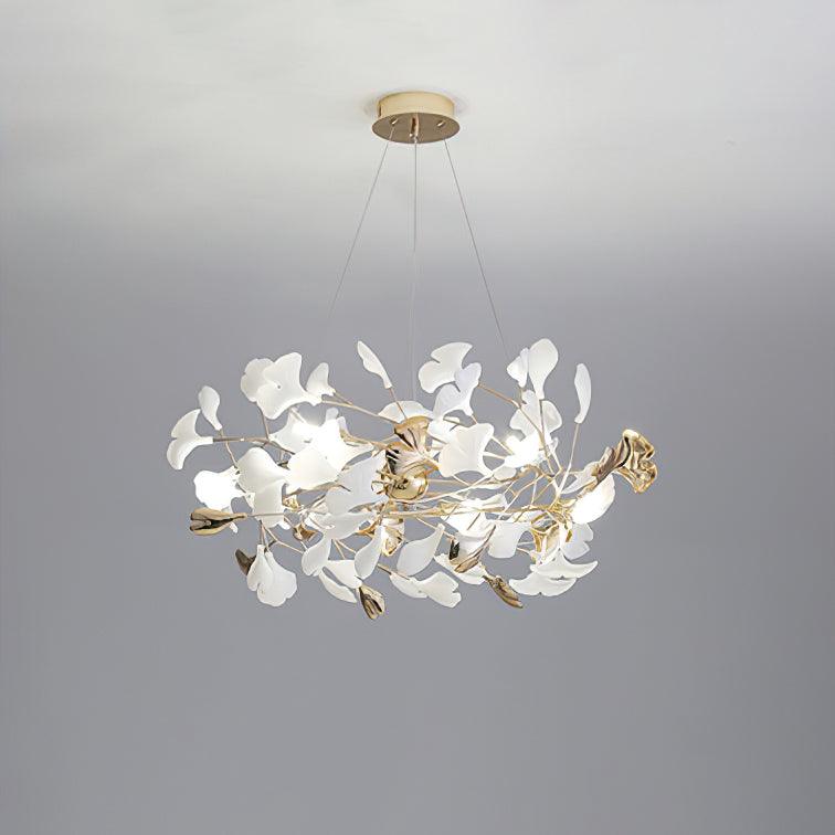 Quiven Chandelier Gingko Leaf Ceramic Gold Elegant-Neutral Decor