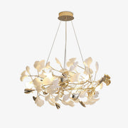 Quiven Chandelier Gingko Leaf Ceramic Gold Elegant-Neutral Decor