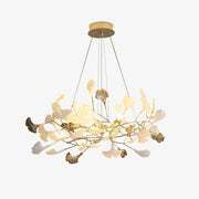 Lustra Chandelier Gingko Ceramic Leaves Iron Frame-Neutral Decor
