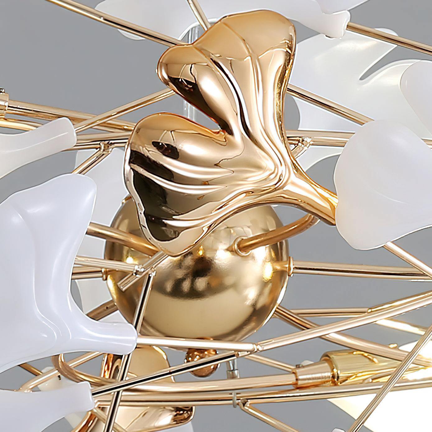 Quiven Chandelier Gingko Leaf Ceramic Gold Elegant-Neutral Decor