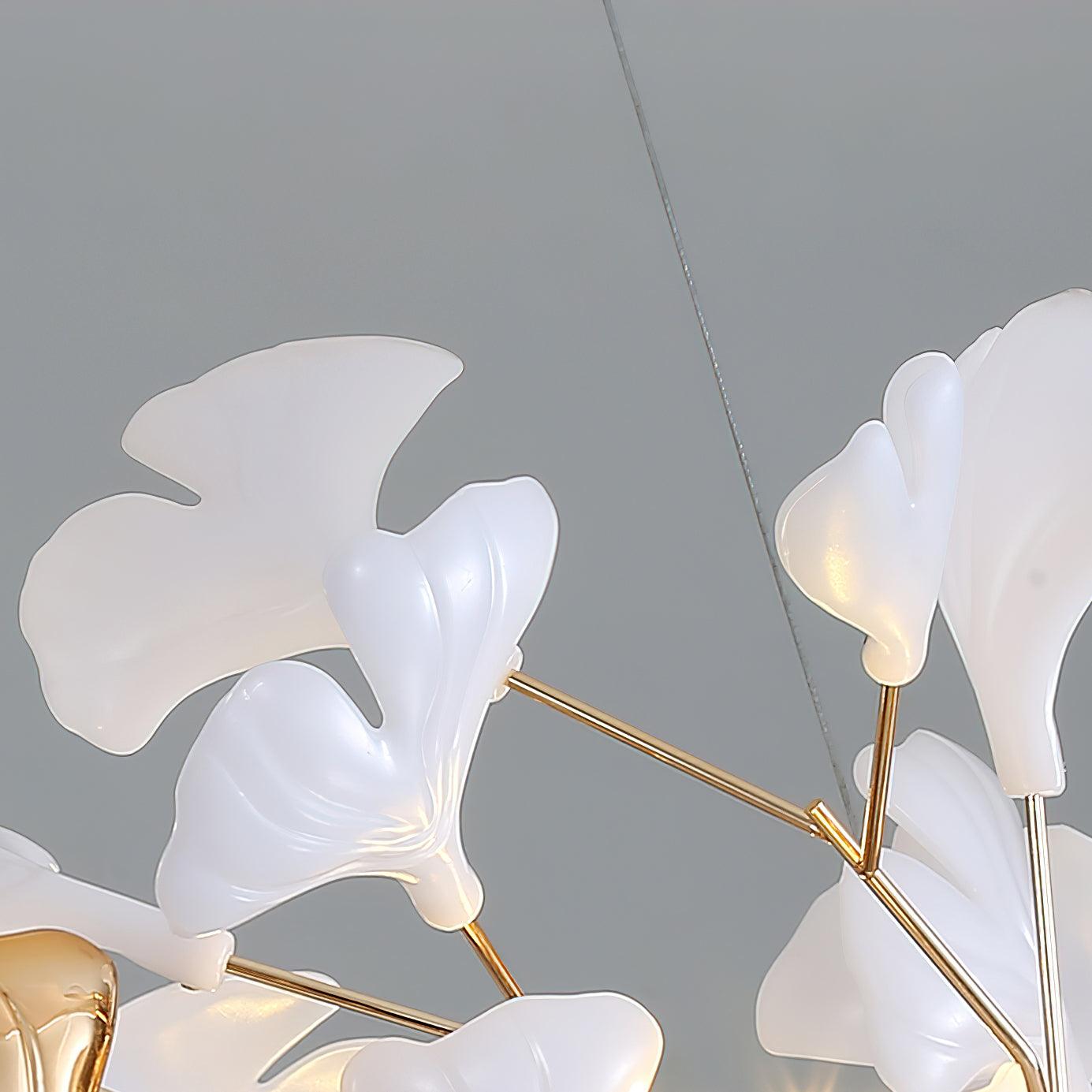 Lustra Chandelier Gingko Ceramic Leaves Iron Frame-Neutral Decor