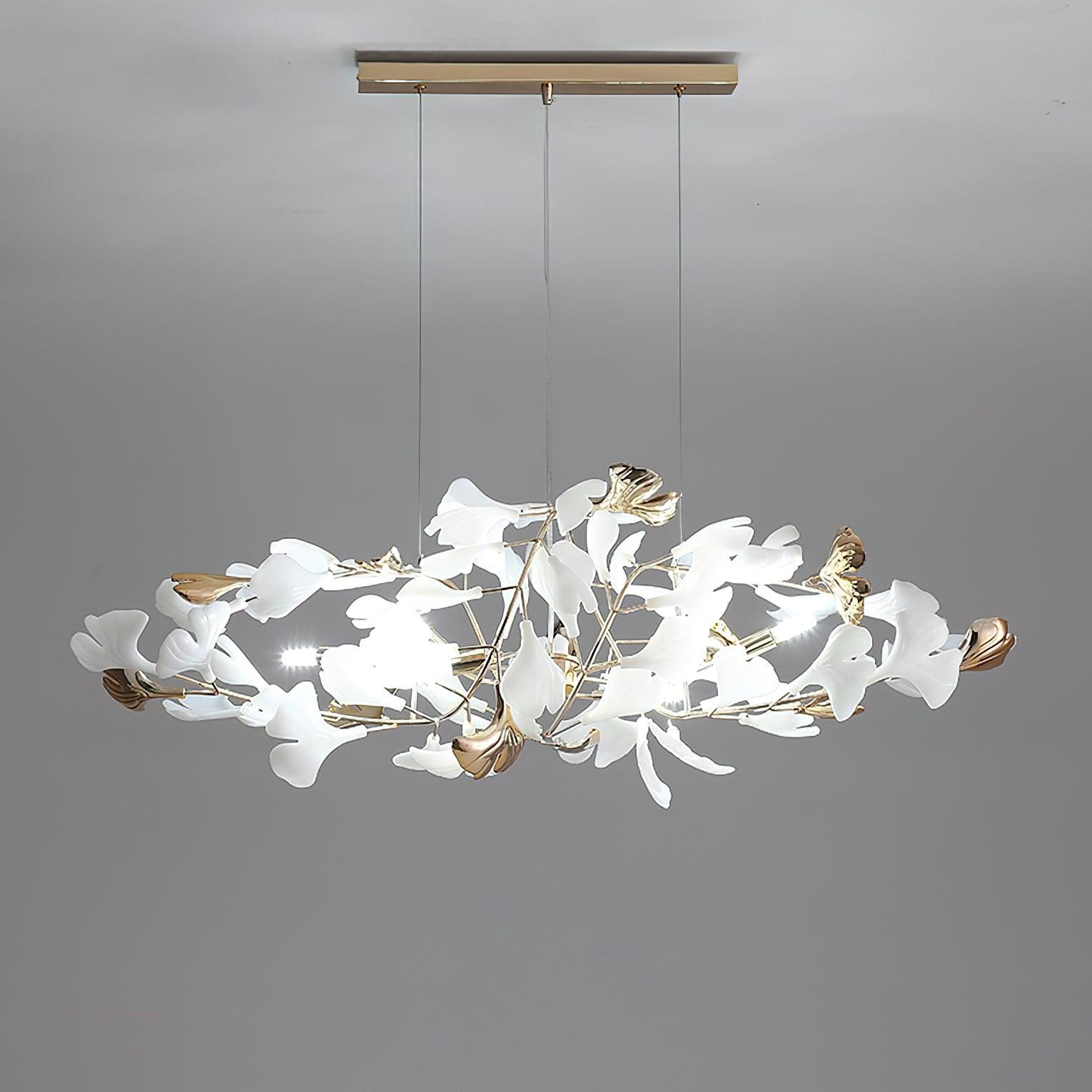Quiven Chandelier Gingko Leaf Ceramic Gold Elegant-Neutral Decor