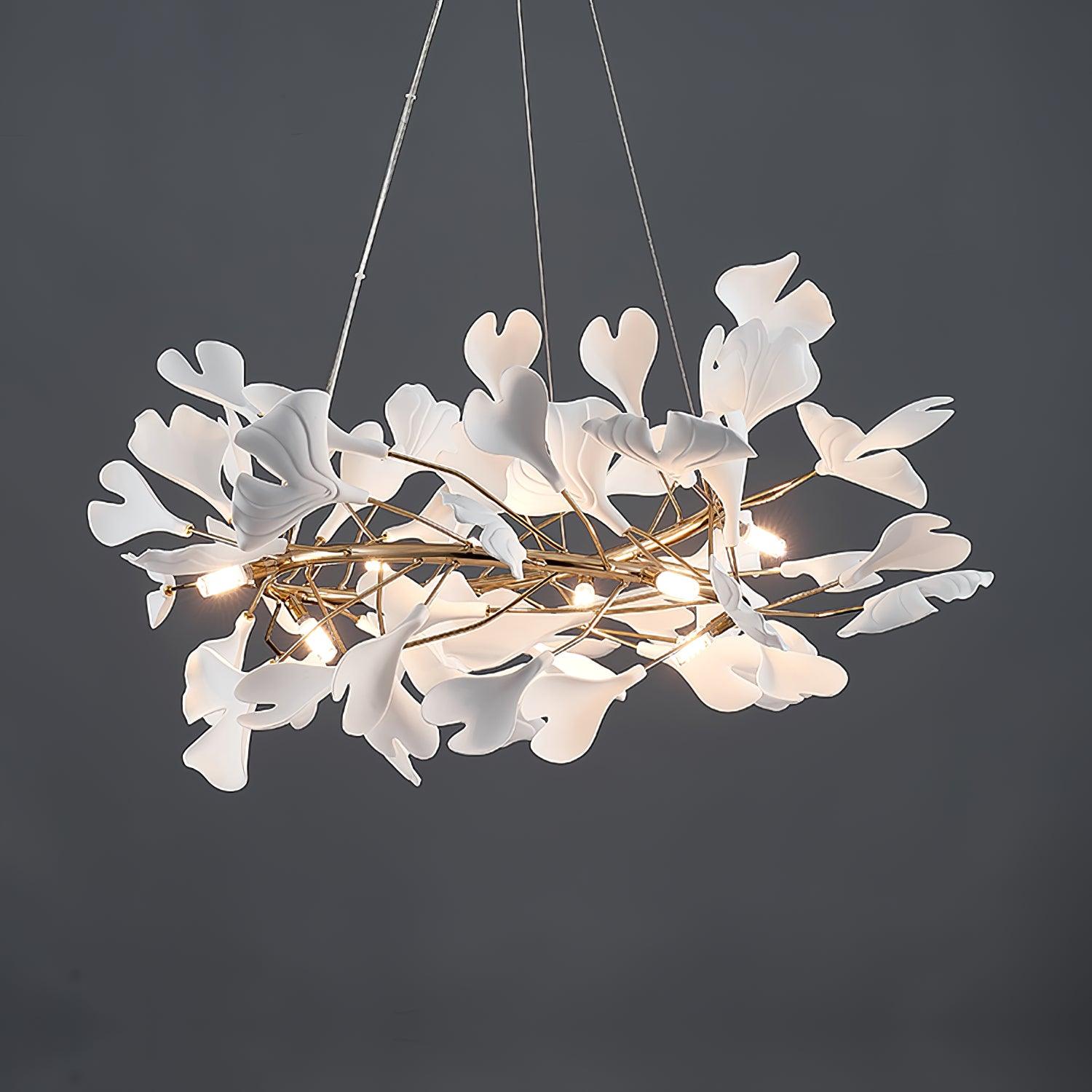 Olivia Modern Golden LED Chandelier Ceramic - Neutral Decor
