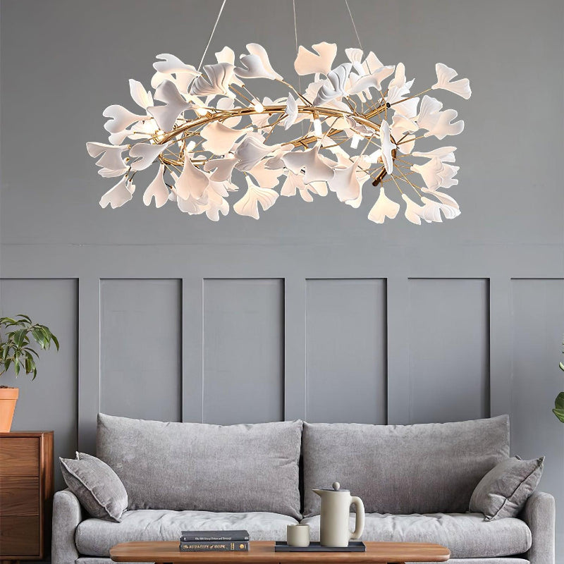 Olivia Modern Golden LED Chandelier Ceramic - Neutral Decor