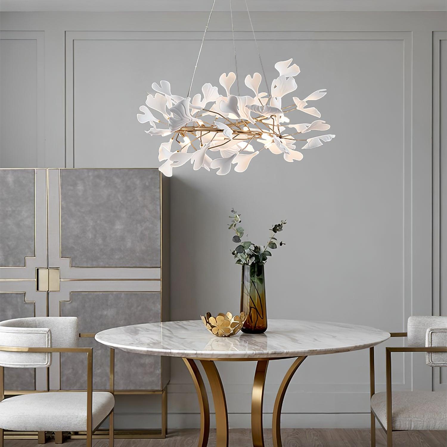 Olivia Modern Golden LED Chandelier Ceramic - Neutral Decor