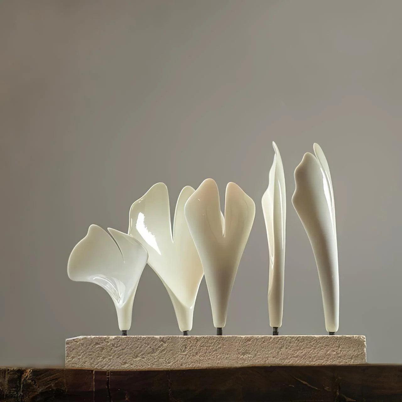 Nale Chandelier Ginkgo Leaf Brass Ceramic-Neutral Decor