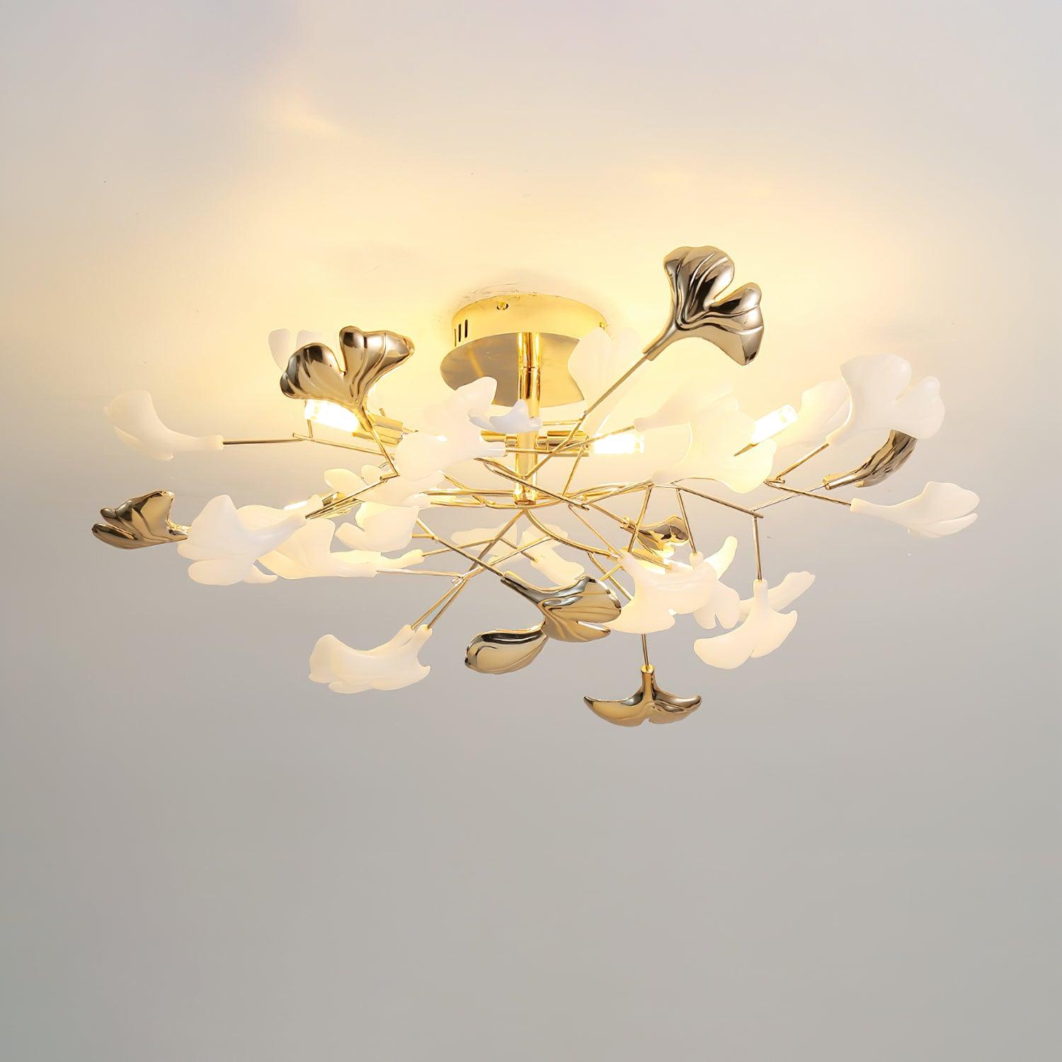 Artheel Premium Nordic Art Gingko Rotating Ceramics Ceiling Lamp-Neutral Decor