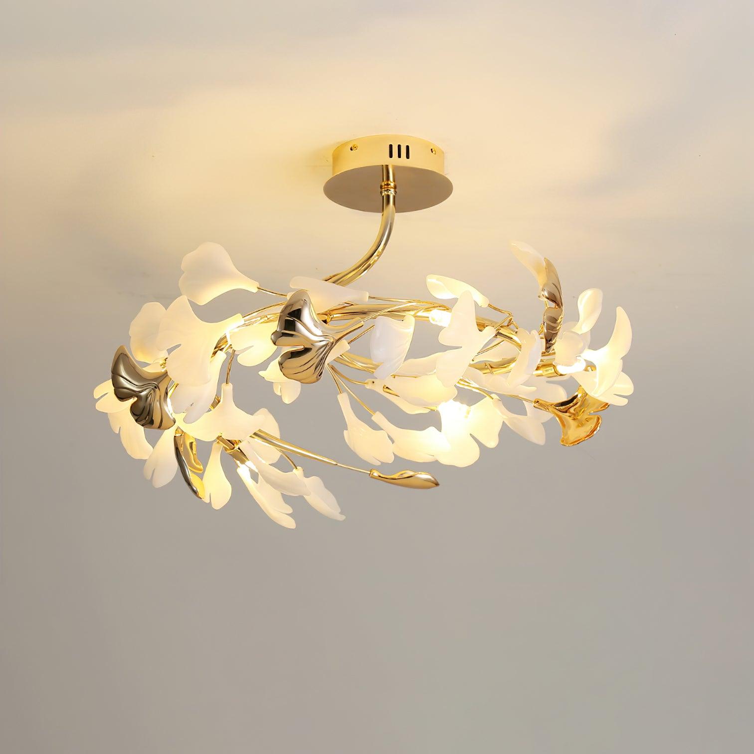 Artheel Premium Nordic Art Gingko Rotating Ceramics Ceiling Lamp-Neutral Decor
