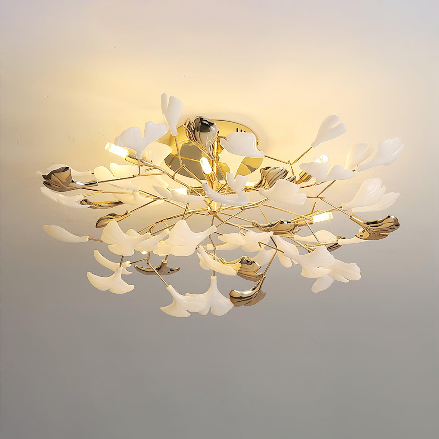 Artheel Premium Nordic Art Gingko Rotating Ceramics Ceiling Lamp-Neutral Decor