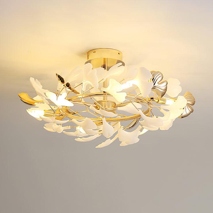Artheel Premium Nordic Art Gingko Rotating Ceramics Ceiling Lamp-Neutral Decor