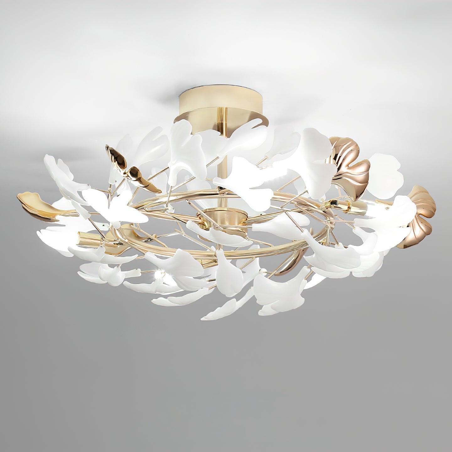 Artheel Premium Nordic Art Gingko Rotating Ceramics Ceiling Lamp-Neutral Decor
