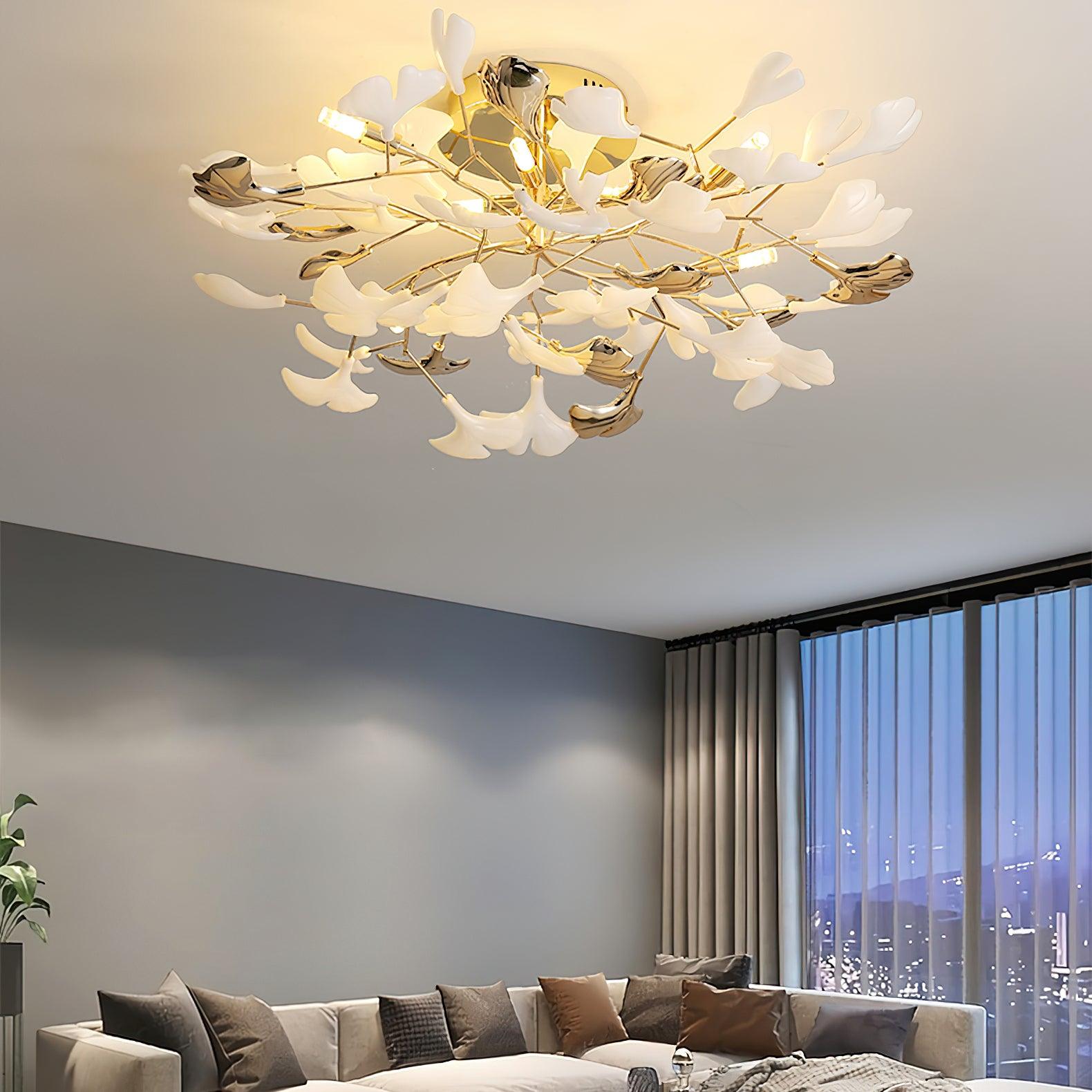 Artheel Premium Nordic Art Gingko Rotating Ceramics Ceiling Lamp-Neutral Decor