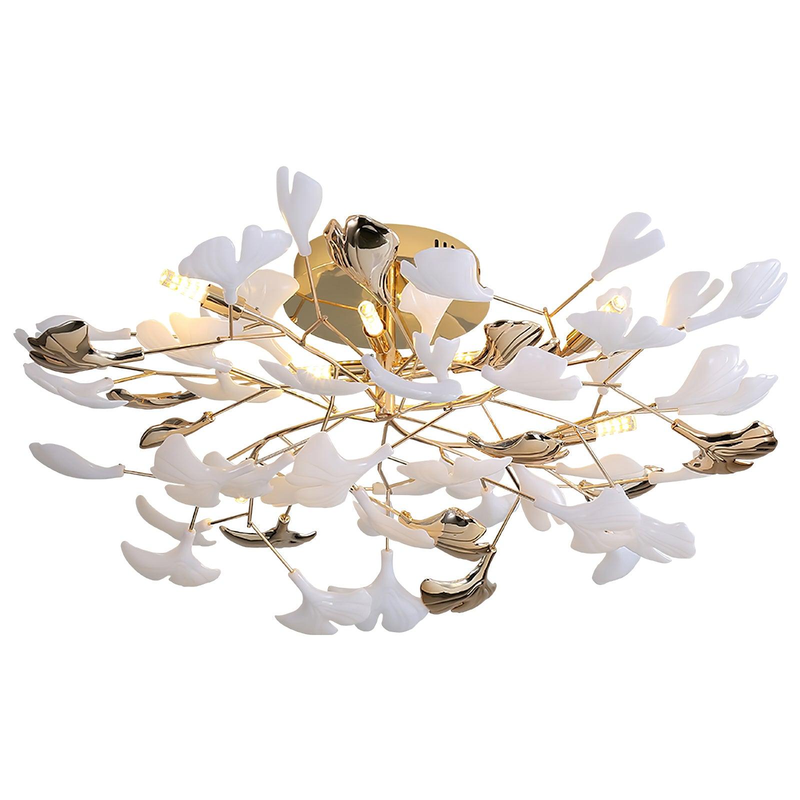 Artheel Premium Nordic Art Gingko Rotating Ceramics Ceiling Lamp-Neutral Decor