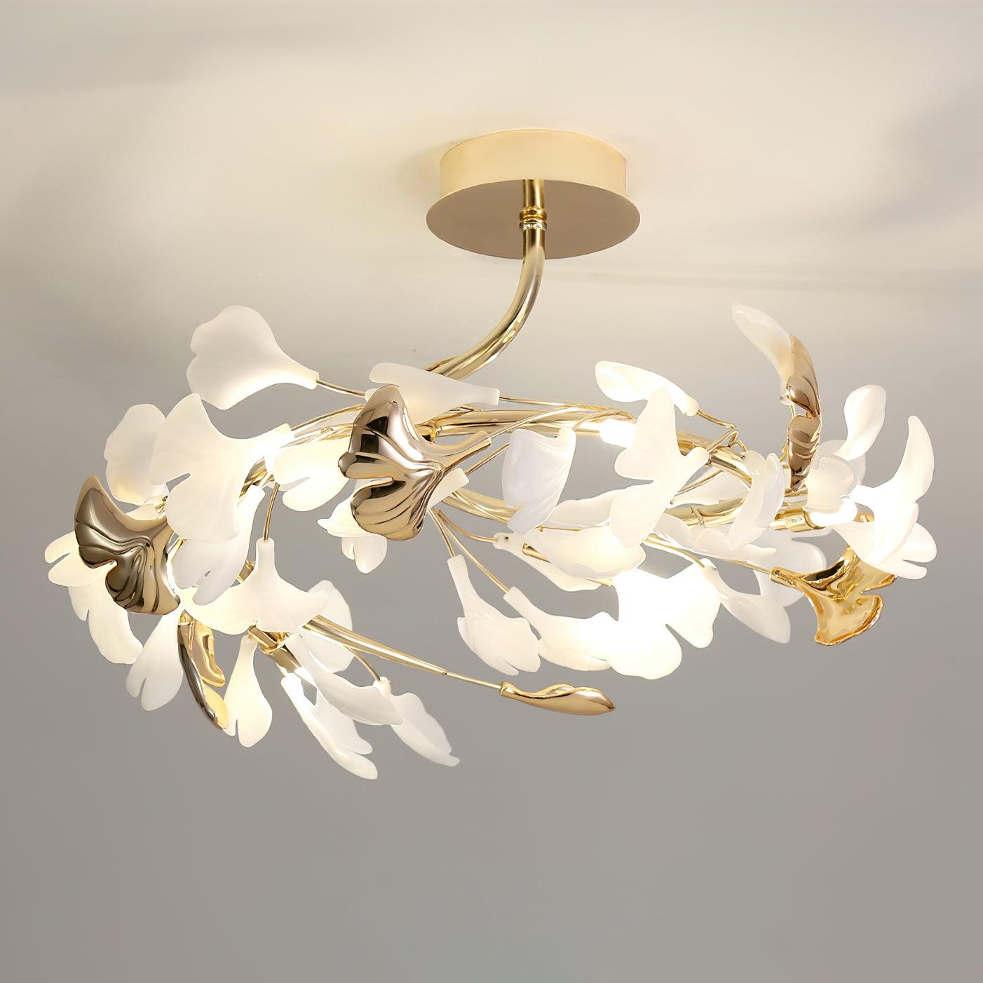 Artheel Premium Nordic Art Gingko Rotating Ceramics Ceiling Lamp-Neutral Decor