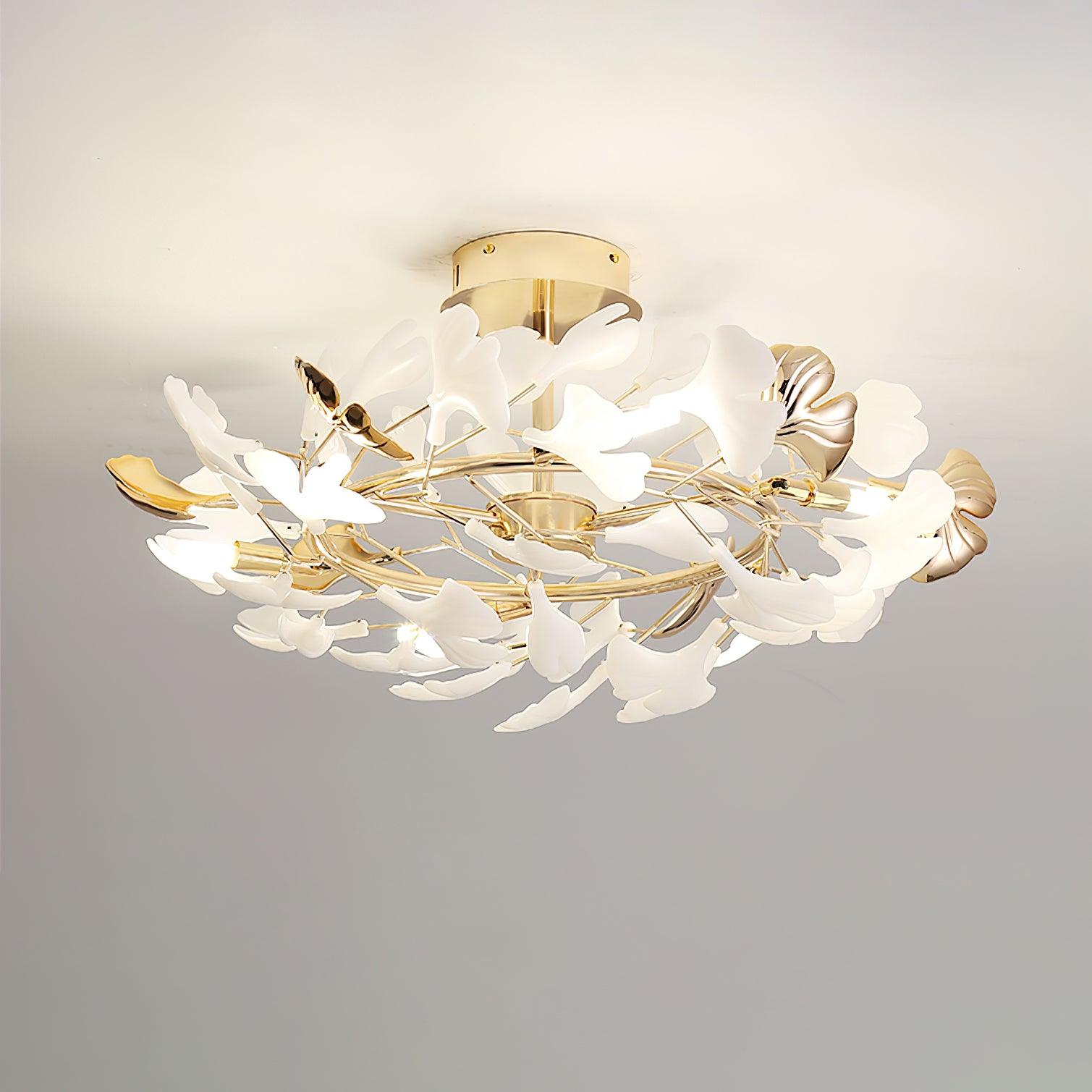 Artheel Premium Nordic Art Gingko Rotating Ceramics Ceiling Lamp-Neutral Decor