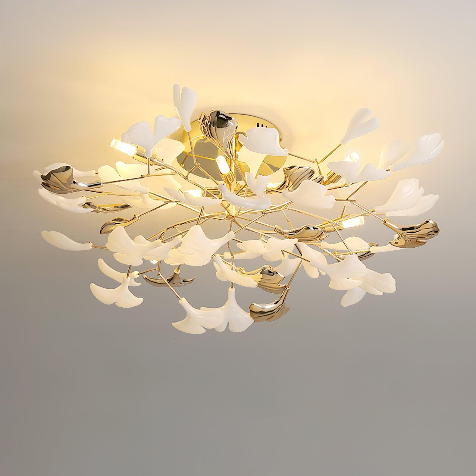 Artheel Premium Nordic Art Gingko Rotating Ceramics Ceiling Lamp-Neutral Decor