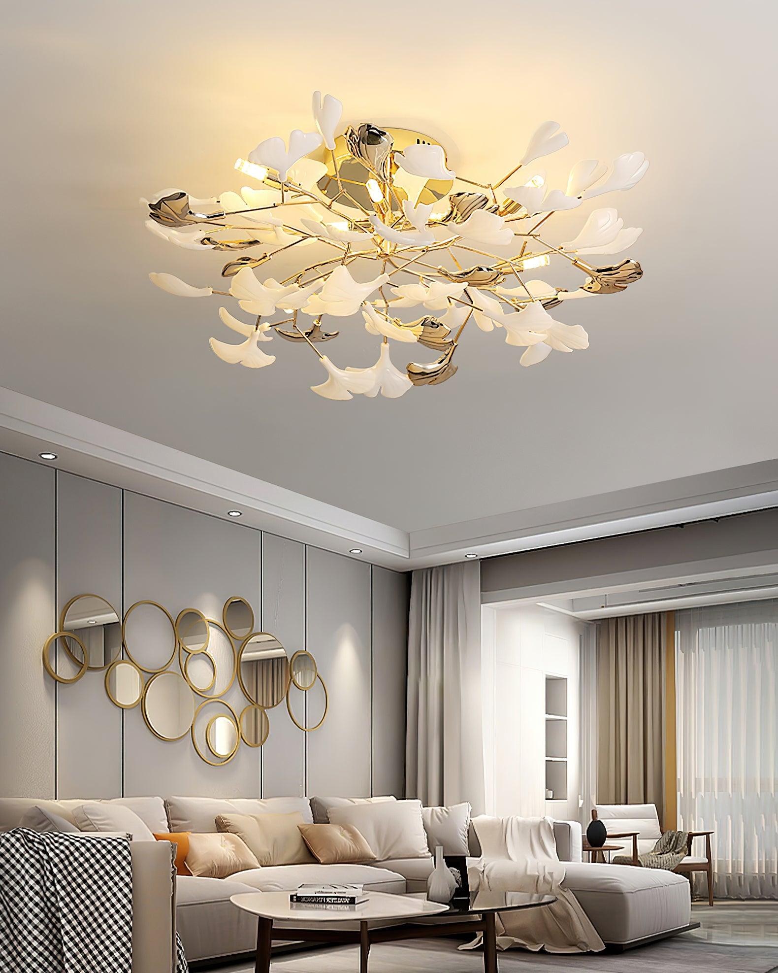 Artheel Premium Nordic Art Gingko Rotating Ceramics Ceiling Lamp-Neutral Decor