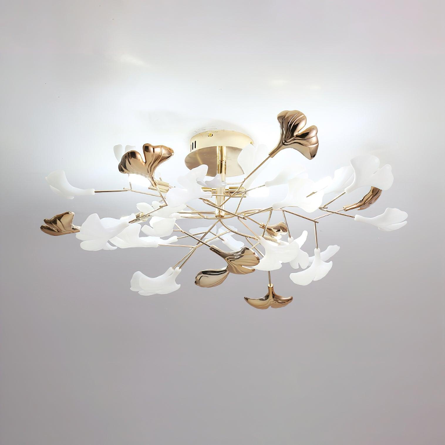 Artheel Premium Nordic Art Gingko Rotating Ceramics Ceiling Lamp-Neutral Decor