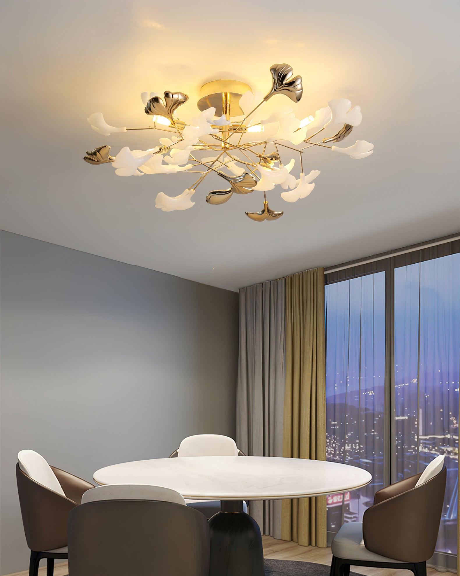 Artheel Premium Nordic Art Gingko Rotating Ceramics Ceiling Lamp-Neutral Decor