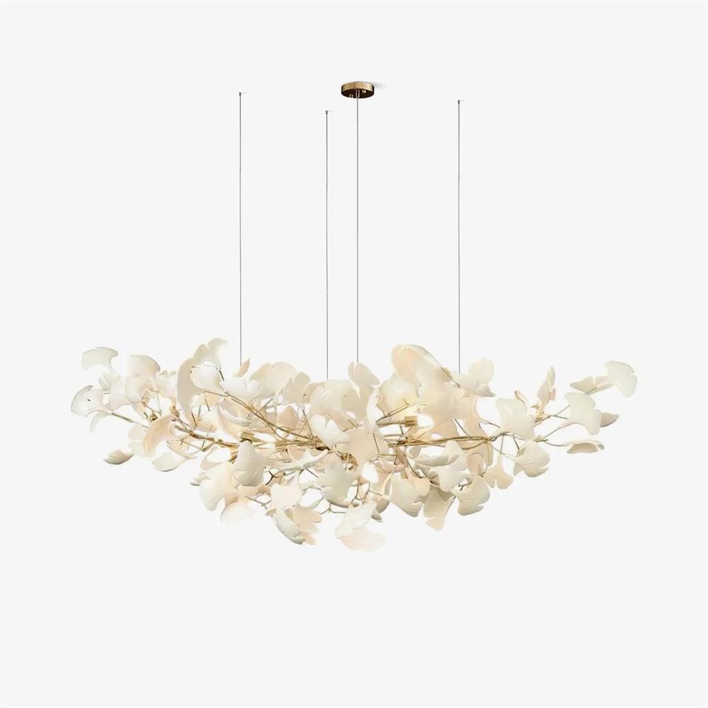Chandelier White Ceramic Ginkgo Petals Gold