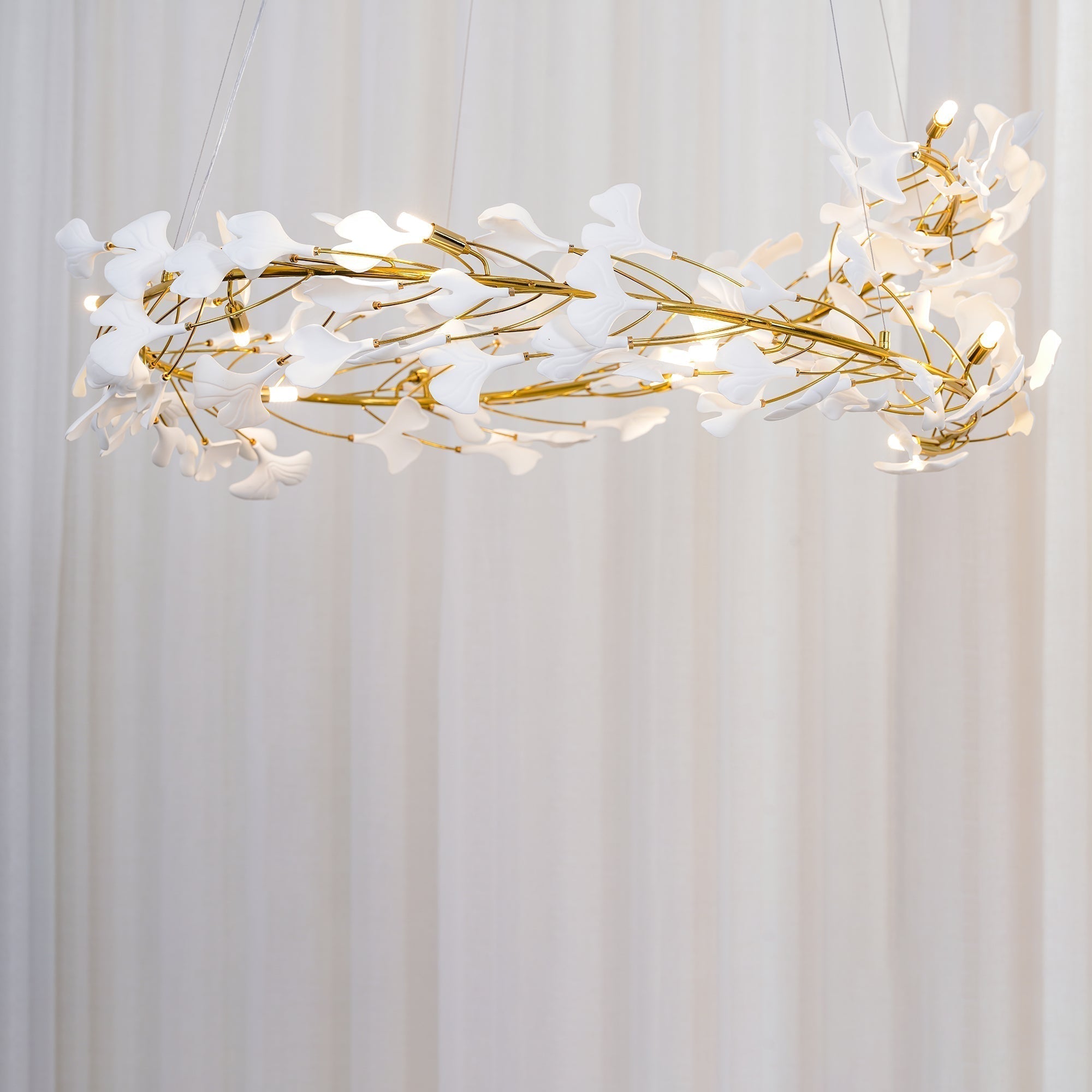 Olivia Modern Golden LED Chandelier Ceramic - Neutral Decor